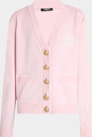 Balmain Emrboidered Loose-Fit Knit Cardigan