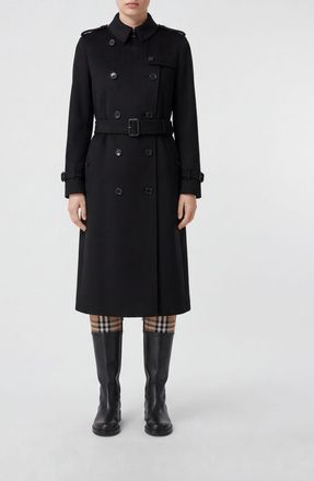 Burberry Double-Breasted Long Trench Coat in Pure Cashmere