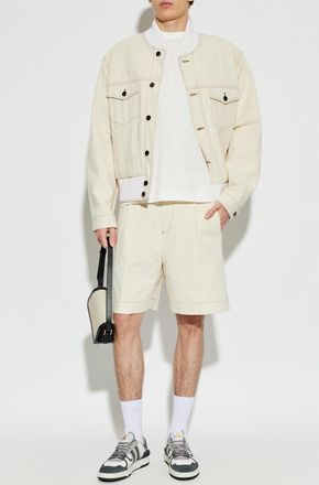 Lanvin Cotton Shorts, Mens, Cream