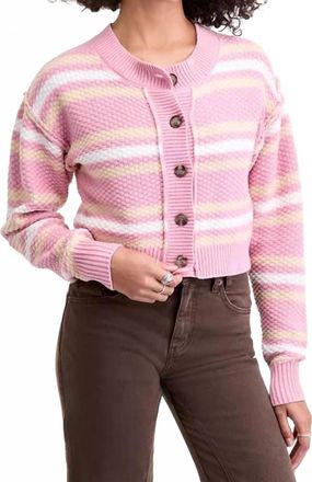 Free People Lila Stripe Cardigan In Pink Combo