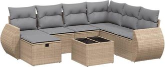 vidaXL Juego De Sof&aacute;s Jard&iacute;n Con Cojines Beige Mezcla 8 Pzas Rat&aacute;n Pe Vidaxl