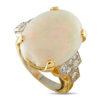 Luxury Bazaar 18K Yellow Gold 0.40ct Diamond and Opal Ring MF05-080526