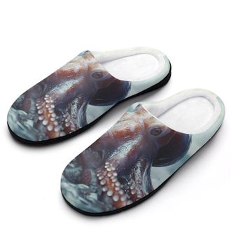 Generic Octopus Mens House Slippers Memory Foam Washable Cotton Slip on Home Shoes