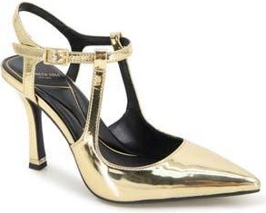 Kenneth Cole Romi Ankle Strap Pointed Toe Pump in Gold at Nordstrom Rack, Size 7.5