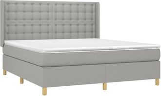 vidaXL Vidaxl - Cama Box Spring Colch&oacute;n Y Luces Led Tela Gris Claro 180x200 Cm