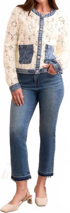 Tribal Maven Mixed Media Crochet Jacket In Eggshell