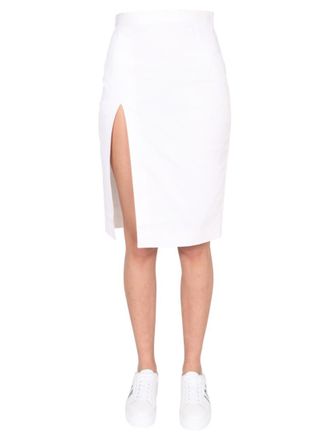 Dsquared2 White Solid Knee Length Skirt