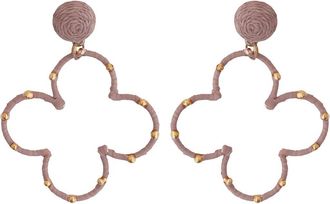 Panacea Raffia Wrapped Clover Drop Earrings in Pink at Nordstrom Rack