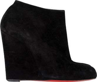 Christian Louboutin Pre-owned Womens Belle Zeppa Wedge Ankle Boots in Black Suede - Size EU 38