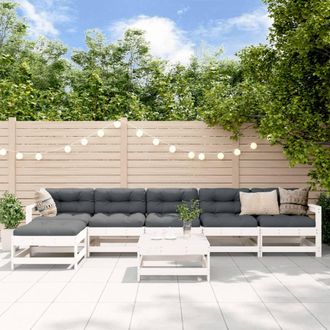 vidaXL Juego De Muebles De Jard&iacute;n 7 Pzas Madera Maciza De Pino Blanco Vidaxl