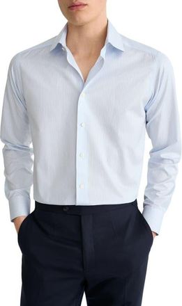 Eton Contemporary Fit Striped Shirt in Light Blue at Nordstrom, Size 18.5