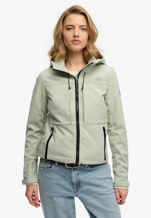 Superdry Outdoorjacke SUPERDRY HOODED CLASSIC TREKKER JACKET, Damen, Gr. XL, aqua grau, Web, Obermaterial: 90% Polyester, 10% Elasthan, unifarben, slim fit nor