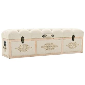 vidaXL Cassapanca 110 Cm Crema In Legno Massello Di Abete Vidaxl