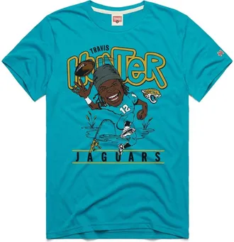 Homage Mens Homage Travis Hunter Teal Jacksonville Jaguars 2025 NFL Draft Caricature Player Graphic Tri-Blend T-Shirt at Nordstrom, Size X-Large
