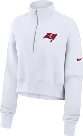 Nike Tampa Bay Buccaneers Primetime Phoenix Nike Womens NFL Oversized Cropped 1/4-Zip Crew in White | 01N910A8B-LCD