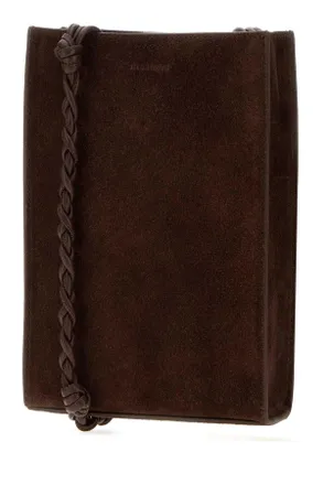 Jil Sander Mens Brown Suede Small Tangle Shoulder Bag 601 Borse A Tracolla