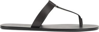 Saint Laurent Mens Leather Flip-Flops Ultra Dark Brown Calf Skin Flip Flops & Slides