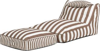 Icon Brand Set puf sof&aacute; y coj&iacute;n de suelo exterior en tejido a rayas, marr&oacute;n