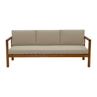 Miliboo Miliboo - Sof&aacute; De Jard&iacute;n 3 Plazas De Madera Maciza Con Cojines Desenfundables Topo 190 Cm Akis