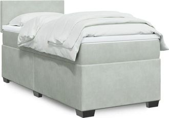 vidaXL Vidaxl - Cama Box Spring Con Colch&oacute;n Terciopelo Gris Claro 90x190 Cm