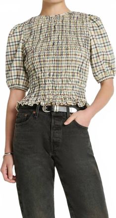 Nation Ltd Brinley Smocked Top In Multi Color Plaid