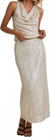 Gilli Christine Sequin Maxi Skirt In Champagne