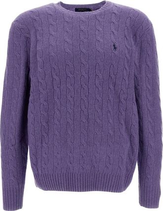 Polo Ralph Lauren Long Sleeve Pullover - Heren - Ronde hals truien - Paars - S - Wol - Truien & Vesten