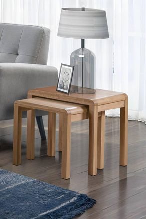 Julian Bowen Curve Nest of 2 Side Tables in Light Oak