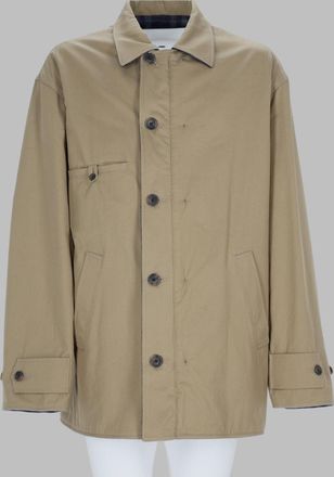 Maison Margiela Beige Sports Jacket with Classic Collar and Button-Down Front