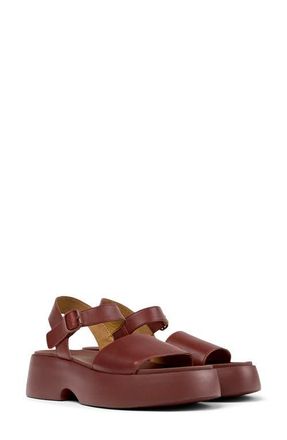 Camper Tasha Ankle Strap Wedge Sandal in Burgundy at Nordstrom, Size 41