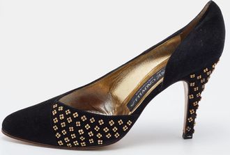 Rene Caovilla Ren&eacute; Caovilla Black Suede Embellished Dorsay Pumps