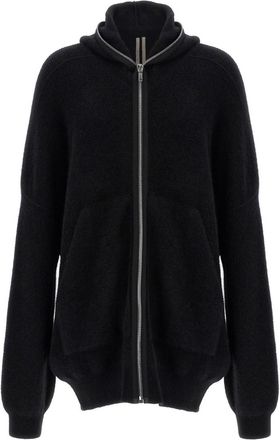 Rick Owens Black Hooded wool cardigan