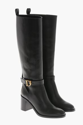 Dsquared2 Stivali in Pelle con Monogram Effetto Dorato con Tacco 7cm Dsquared2