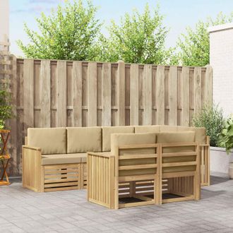 vidaXL Vidaxl Set Di Divani Da Esterno 7 Pz Bianco E Beige Poliestere