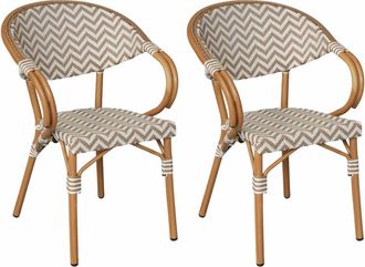 Mobili Rebecca Set de 2 silla de jard&iacute;n de aluminio marr&oacute;n y blanco 84x57x57
