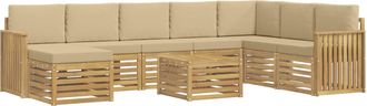 vidaXL Conjunto De Sof&aacute;s De Exterior 9 Uds. Y Beige Poli&eacute;ster Vidaxl
