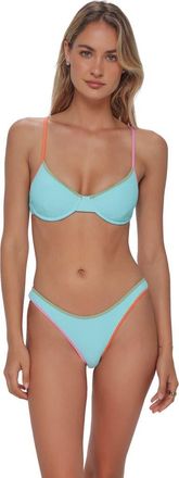 Swim Systems Dani Scoop Bikini Swim Bottoms in Aqua Haze Rib at Nordstrom, Size X-Small