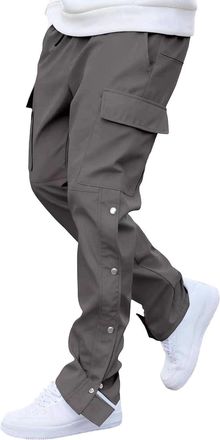 Generic Mens Cargo Trousers Straight Leg Pants Stretchy Combat Tactical Trousers Elastic Waist Tracksuit Bottoms Baggy Sweatpants Lightweight Joggers Training