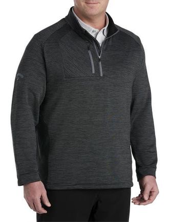 Callaway Big & Tall 1/4-Zip EcoStripe Fleece Pullover in Black at Nordstrom, Size 2X Big