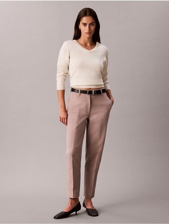 Calvin Klein Womens Cotton Stretch Straight Fit Chino Pants - Brown - 10