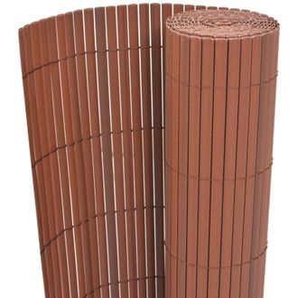 vidaXL Valla De Jard&iacute;n De Doble Cara Pvc Marr&oacute;n 90x500 Cm Vidaxl