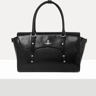 Vivienne Westwood Bettina Medium Handbag Shiny Veget Tanned Black