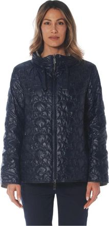 DIEGO M Giubbino reversibile con trapuntatura a bolle sul davanti e liscio dietro con cappuccio nascosto - Dames - Winterjassen - Blauw - XL - Jassen