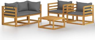 vidaXL Vidaxl - Muebles De Jard&iacute;n 5 Pzas Cojines Madera Maciza De Acacia