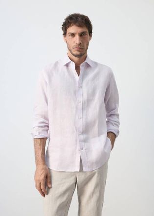 Mango Camicia regular fit 100% lino rosa pallido - Uomo - XXL - MANGO MAN