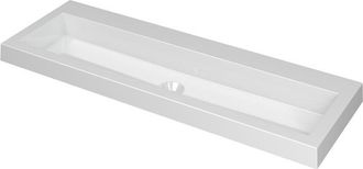 Bernacchini Dock wastafel - 120x40x6cm - 1 wasbak - 0 kraangaten - polystone wit glans
