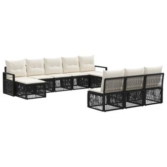 vidaXL Conjunto De Sof&aacute;s De Jard&iacute;n 10 Uds. 10 Plaza Negro Vidaxl