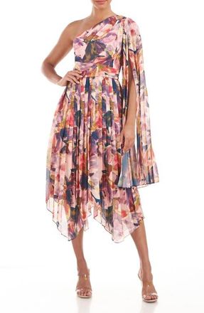 Kay Unger Lilah Floral One-Shoulder Chiffon Gown in Rosette Multi at Nordstrom, Size 10