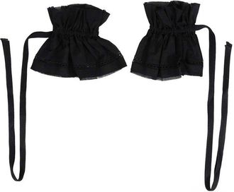 Ann Demeulemeester Suna Raw Edge Ruffled Cuffs With Elongated Ribbons