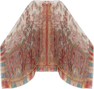 Etro Jassen, Dames, Veelkleurig, ONE Size, Zijden Poncho Top met Paisley Bladmotief